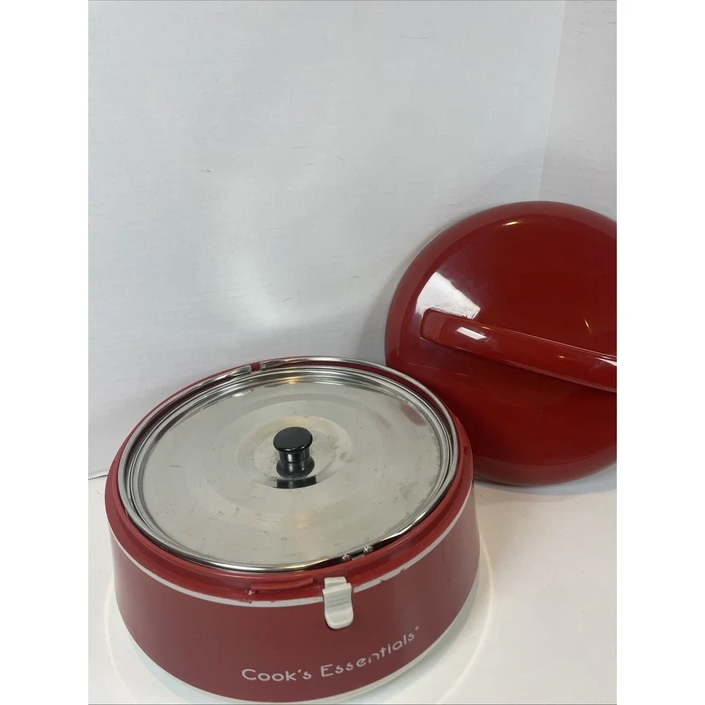 Cook's Essentials Thermal Food Carrier Red Insulated Round Server Potluck